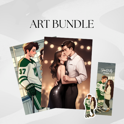 Beautifully Broken art print edition by Bailey B featuring the paperback romance novel and an exclusive illustrated art print of Piper and Rex