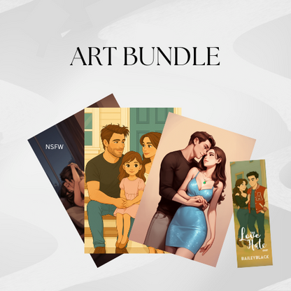 Exclusive Love Hate Duet art bundle by Bailey Black—includes both ebook covers, sprayed edges, and collectible character art from the duet.